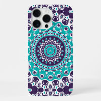 Aqua and Plum Modern Mandala Design
