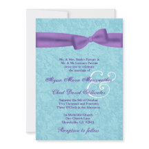 Aqua and Purple Damask and Bow Wedding R541