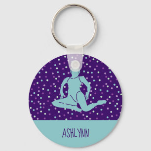 Aqua and Purple Synchronized Swimming Personalized Keychain