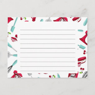 Aqua and Red Kitchen Gadget Recipe Card