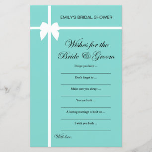 Aqua and Ribbon Bridal Shower Game PRINTED