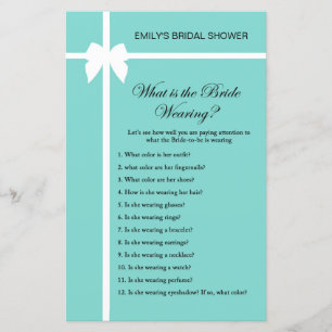 Aqua and Ribbon Bridal Shower Game PRINTED