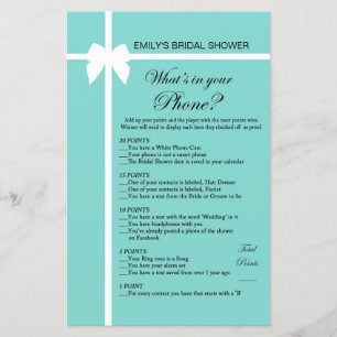 Aqua and Ribbon Bridal Shower Game PRINTED