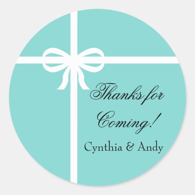 Aqua and Ribbon Favour Stickers (Front)