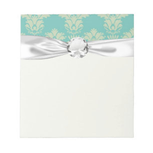 aqua and sage lovely damask pattern notepad