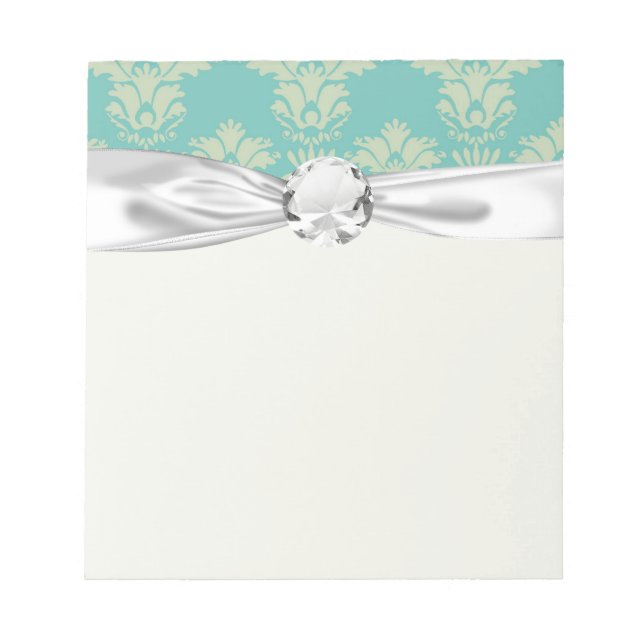 aqua and sage lovely damask pattern notepad (Front)