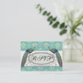 aqua and sage lovely peacock damask pattern enclosure card (Standing Front)