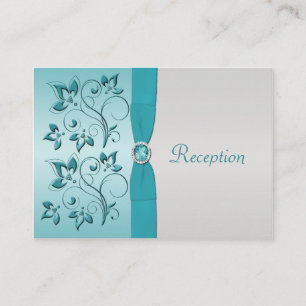Aqua and Silver Floral Reception Card