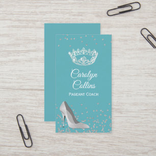 Aqua and Silver Pageant Coach Business Card