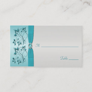 Aqua and Silver Placecards