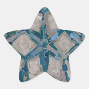 Aqua and Taupe Glaze #8295 Star Sticker