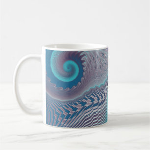 Aqua and Taupe Oceanic Swirls Abstract Coffee Mug