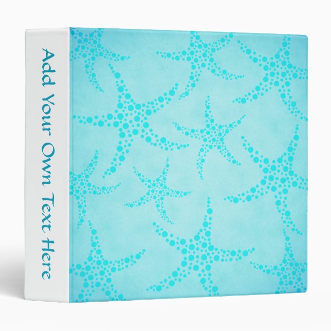 Aqua and Turquoise Starfish Design. Binder (Front/Spine)