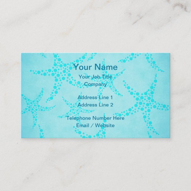 Aqua and Turquoise Starfish Design. Business Card (Front)