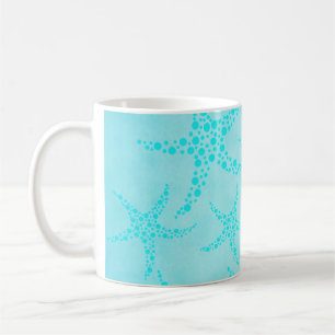 Aqua and Turquoise Starfish Design. Coffee Mug