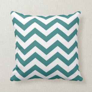 Aqua and White Chevron Throw Pillow