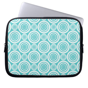 Aqua and White Geometric Pattern Laptop Sleeve
