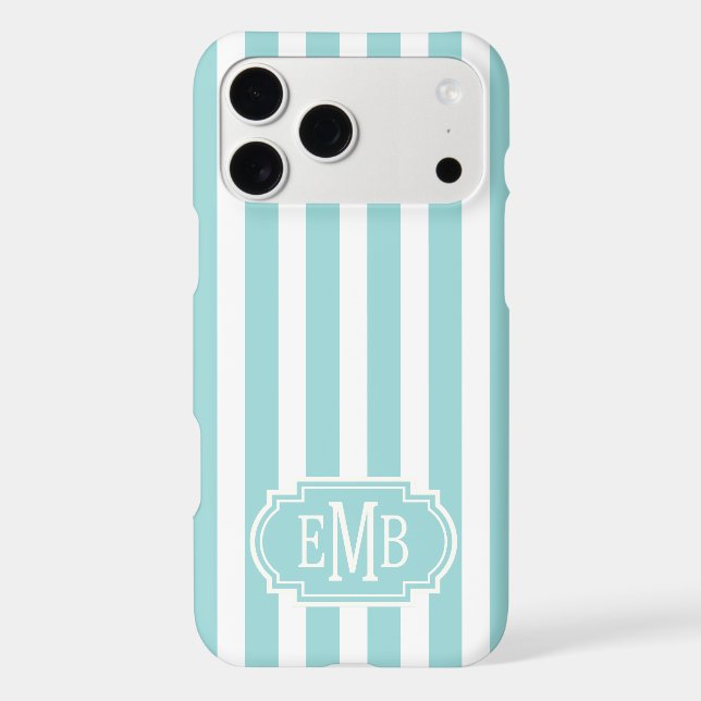 Aqua and White Monogrammed Stripes (Back)