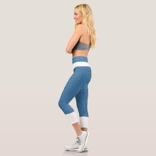 Aqua and White Poke A Dots High Waisted Capris