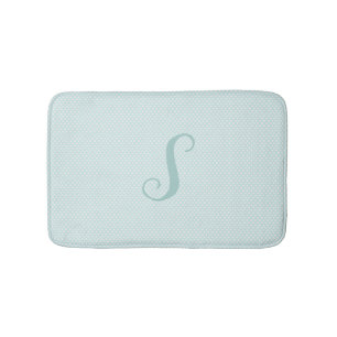 Aqua and White Polka Dot Monogrammed Bath Mat