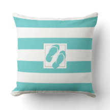 Aqua and White Pool side Stripe with Flipflops