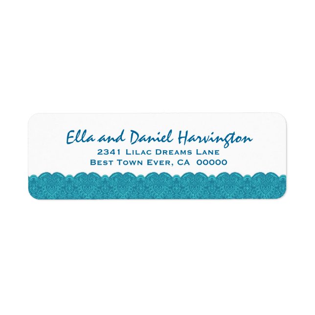 Aqua and White Scalloped Lace Damask Design F013 (Front)