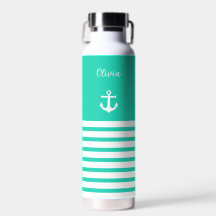Aqua and White Stripes Nautical Personalized   