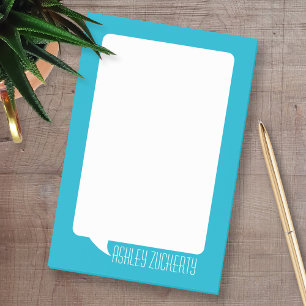 Aqua and White Talk Bubble Retro Name Post-it Notes