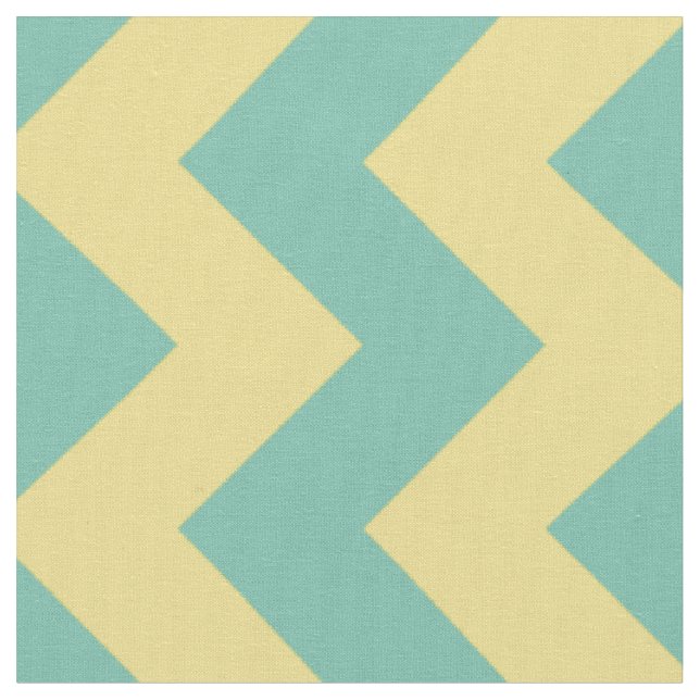 Aqua and Yellow Chevron Stripe Fabric (Close Up)