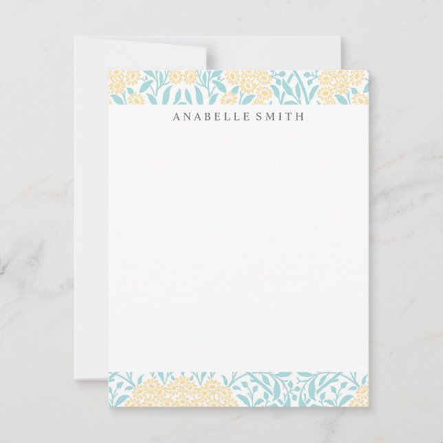 Aqua and Yellow Floral Damask Pattern (Front)