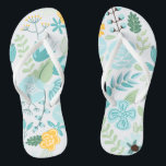 Aqua and Yellow Floral Flip Flops<br><div class="desc">Delicate and sweet floral illustration perfect for spring, summer, as well as for bride, bridesmaids, mother of the bride, mother of the groom, maid of honour, flower girl gifts, and more!</div>