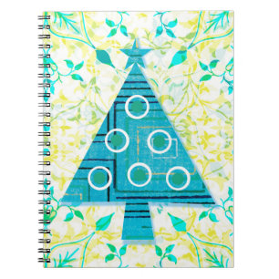 Aqua and Yellow Retro Christmas Tree Journal