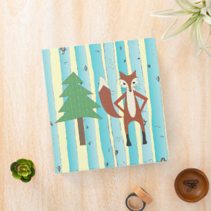 Aqua and Yellow Vintage Fox Birch Tree Binder