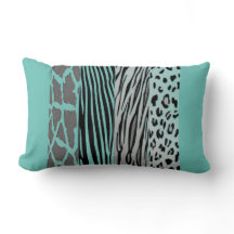 Aqua Animal Embossed Printed Zebra Stripe Pillow