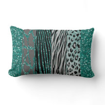 Aqua Animal Print Throw Pillow