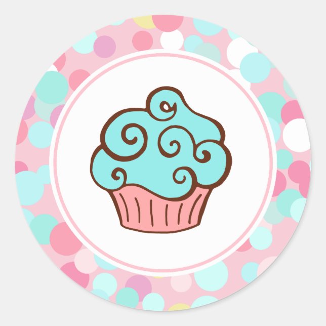 Aqua Anniversaire Cupcake Boulangerie Stickers (Devant)