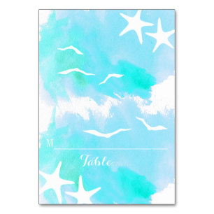 Aqua aquarelle, carte mariage d'étoiles de mer