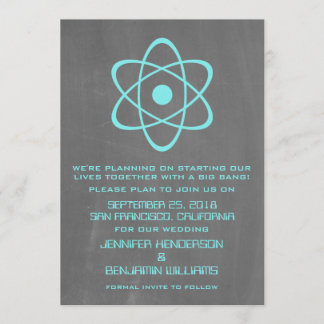 Aqua Atomic Chalkboard Save the Date Invite