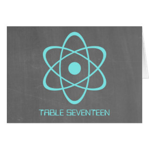 Aqua Atomic Chalkboard Table Number Card