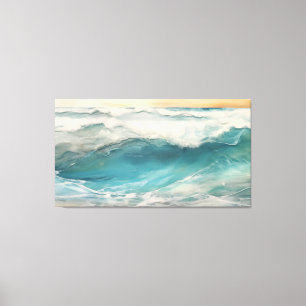 Aqua Awakening Encaustic Painting Digital Ocean Canvas Print