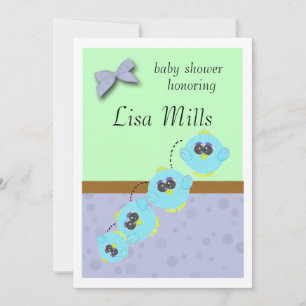 Aqua Baby Bird Invitation