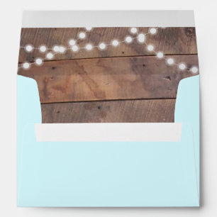 Aqua Barnwood Lights Personalized Envelopes