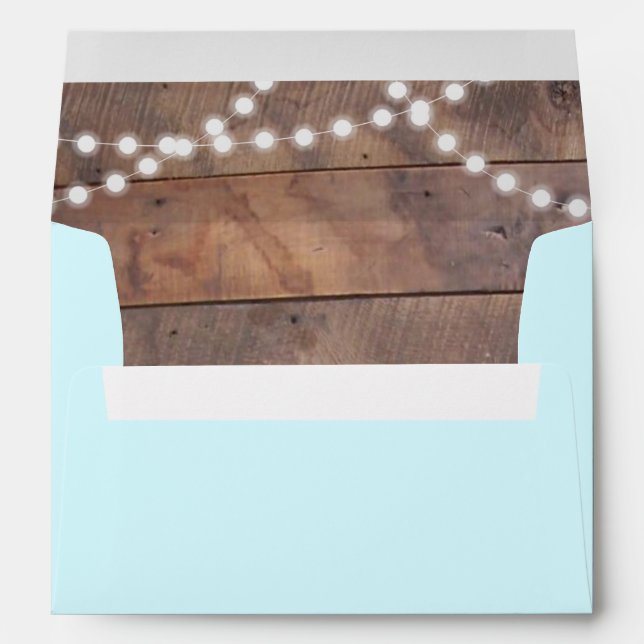 Aqua Barnwood Lights Personalized Envelopes (Back (Bottom))