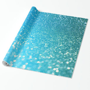 Aqua Beach Blue Summer Glitter Wrapping Paper