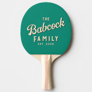 Aqua Beach Breeze Retro Family Name & Year Ping Pong Paddle