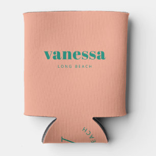 Aqua Beach Breeze Rev Minimal Modern Classic Name Can Cooler