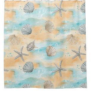 Aqua Beach Vacation Seashell Pattern