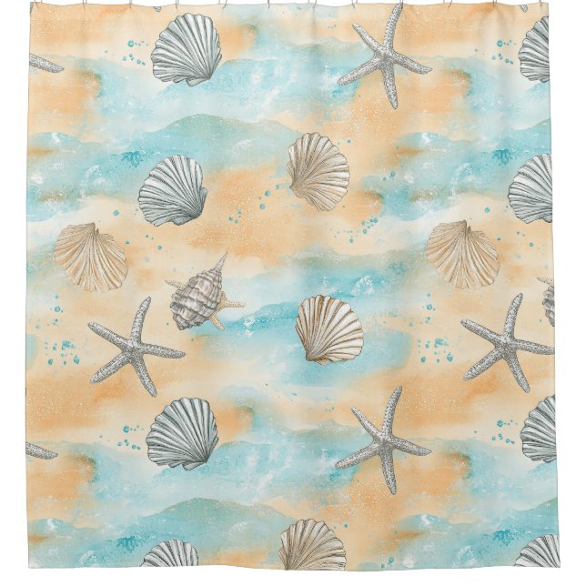 Aqua Beach Vacation Seashell Pattern (Front)