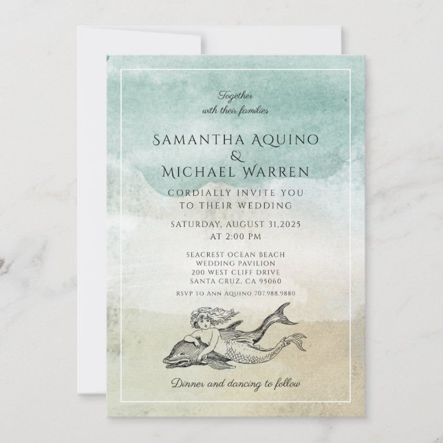 Aqua Beach Wedding Invitation (Devant)