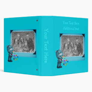 Aqua Bear And Hearts Personalized Photo Binder
